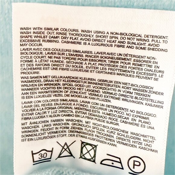 Amuse Paris Skull Cashmere Pullover Scoop Neck Sweater Light Blue L - Picture 8 of 9